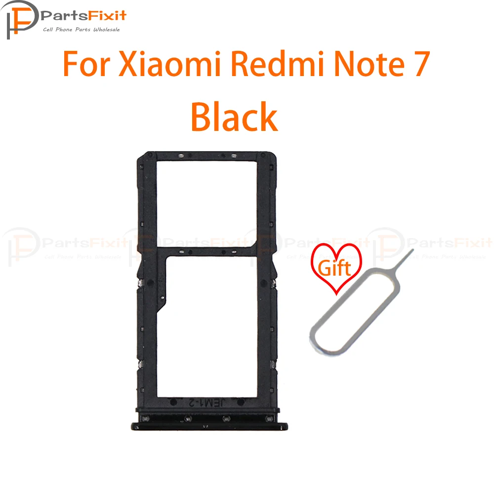 Лоток для sim-карт для Redmi Note7, слот для sim-карты+ лоток для карт TF для Redmi Note 7, запасные части с бесплатной булавкой для извлечения - Цвет: Black