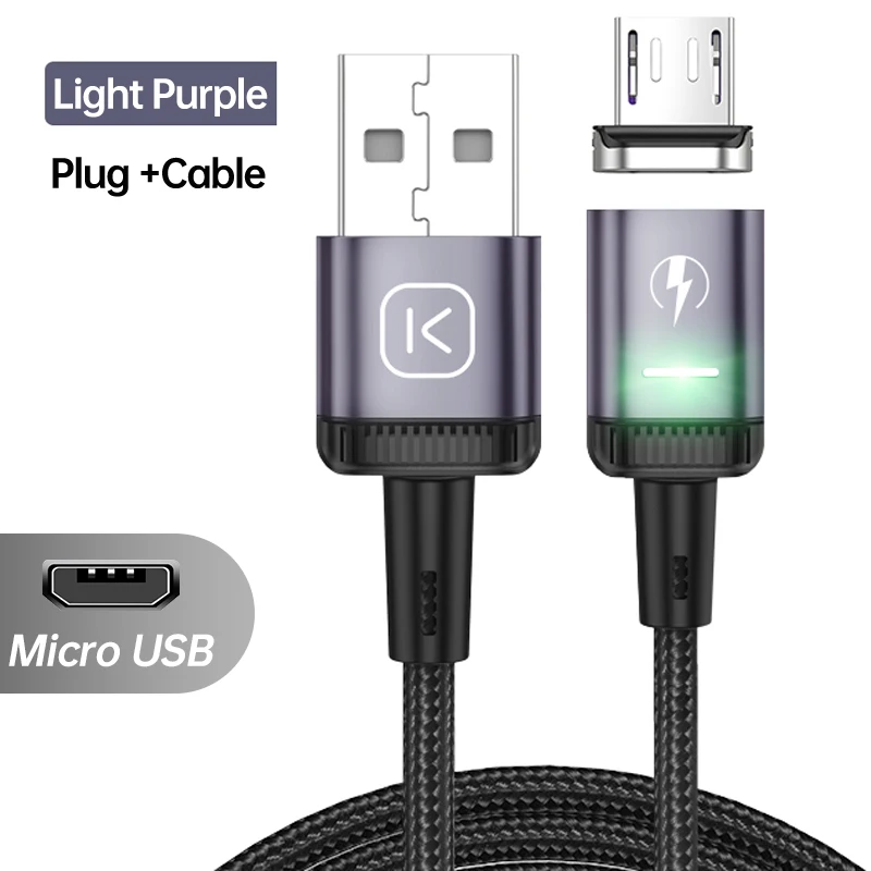 KUULAA LED Magnetic USB Cable 3A Fast Charging Type C Cable Magnet Charger Micro USB Cable Mobile Phone for iPhone 13 12 11 Cord charger type for android Cables