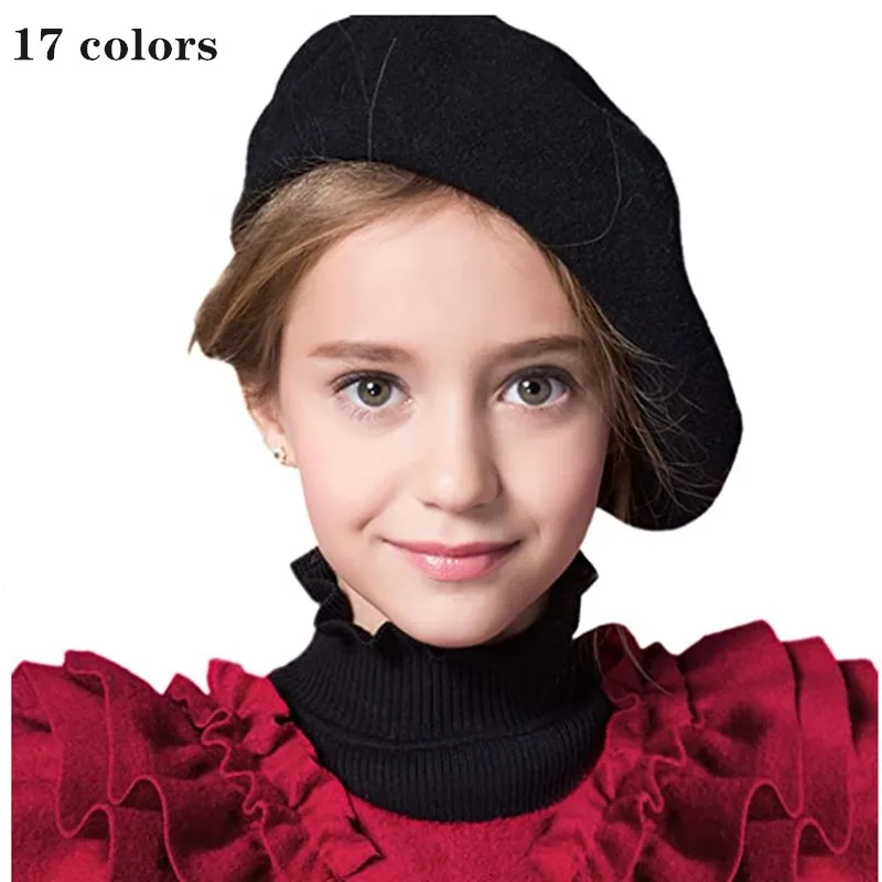 Wool French Dome Beret Hat Flat Cap 