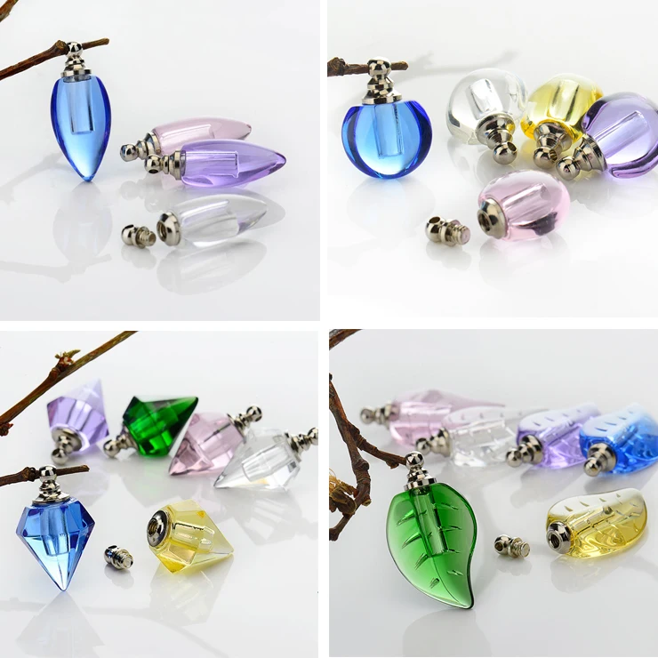 

10PCS Crystal Vial Pendants Miniature Perfume Bottle Charms Rice vials Screw Cap Necklace Rice Charms DIY Name on Rice Art