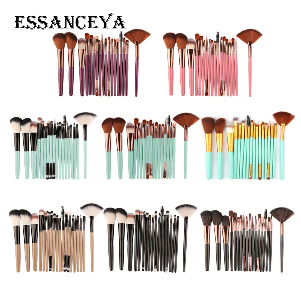 ESSANCEYA Pro 6-18Pcs Cosmetic Makeup Brushes Foundation Eye shadow Eyeliner Fan Make-Up Multipurpose Eye Brushes Cosmetic Tool