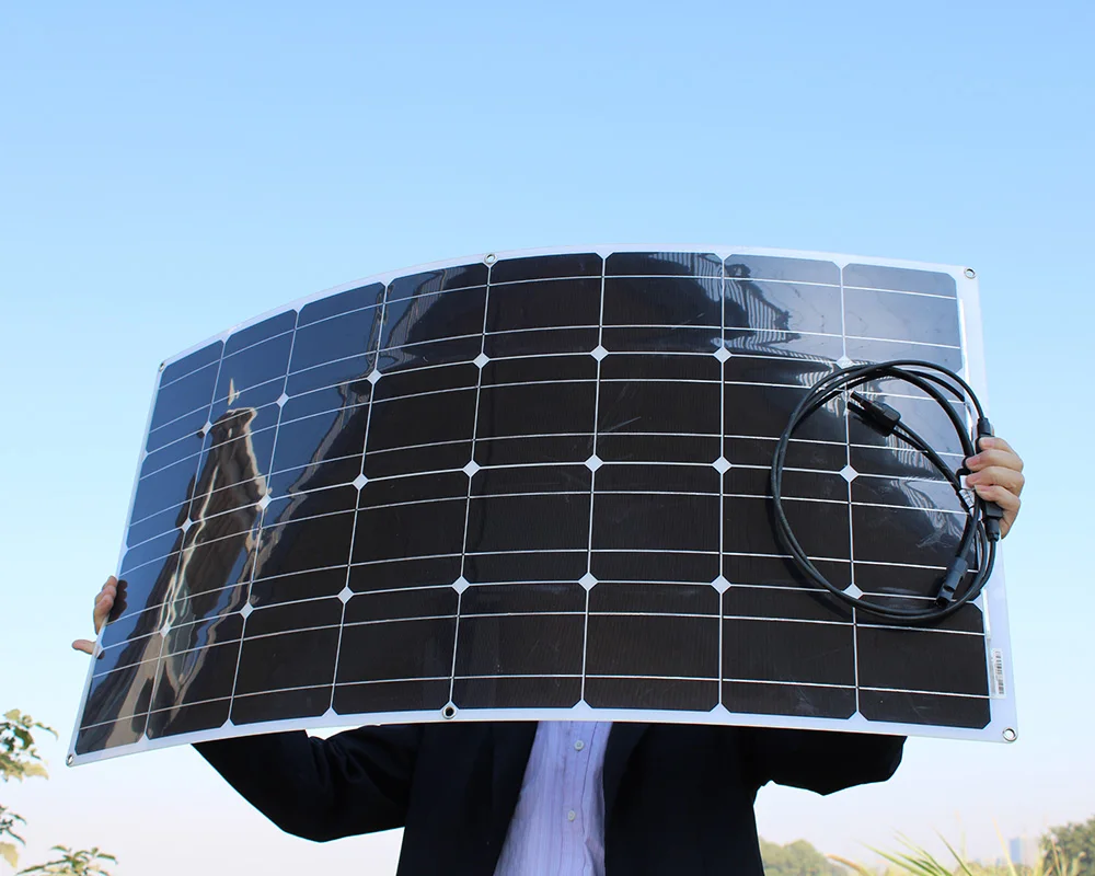 Carregador para rv Painel Solar Flexível 24v 100w Bateria Monocristalina Carro Elétrico Acampamento Iate 1000w 12v - Image 3