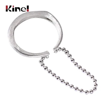

Kinel Free Shipping New Beautiful Fashion 925 Sterling Silver Jewelry Hand-Brushed Double Chain Ring Bijoux