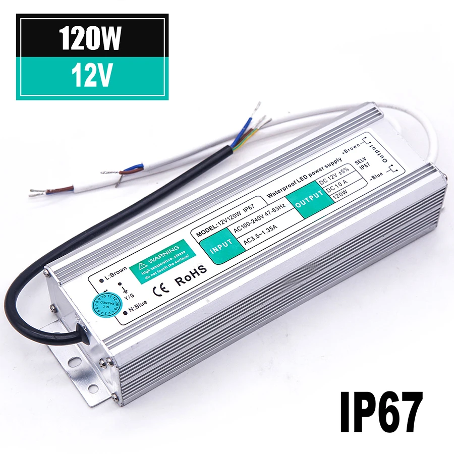 Waterproof IP67 LED Driver DC 12V 24V Lighting Transformer 10W 20W 30W 50W 80W 100W 120W 150W Power Supply for LED Strip Light (14)