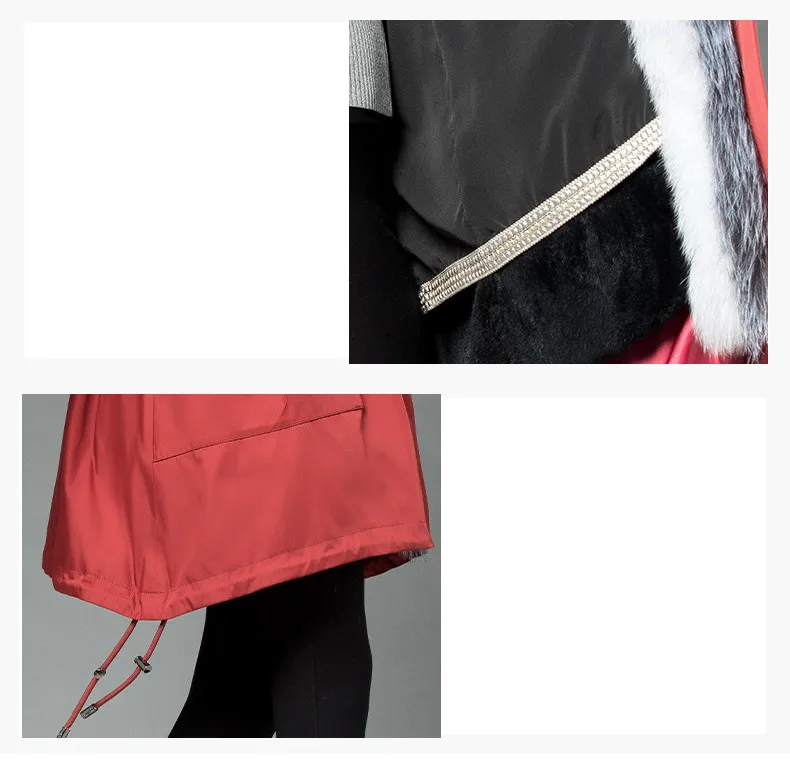 Discount AYUNSUE Winter Jacket Women Rabbit Fur Liner Parka Real Fur Coat Female Fox Fur Collar Warm Long Trench Coats Chaqueta Mujer MY 5
