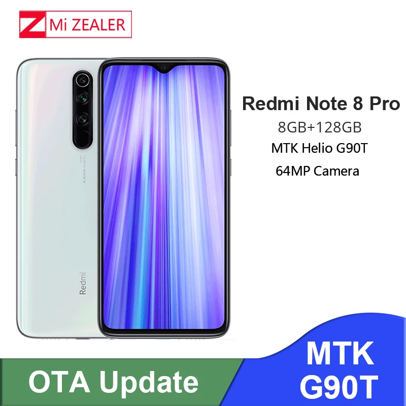 Новый оригинальный Xiaomi Redmi Note 8 Pro 8 ГБ ОЗУ 128 Гб ПЗУ 4500 мАч мобильный телефон 64MP камера MTK Helio G90T мобильный телефон