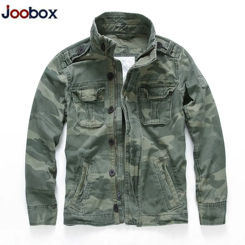 

Men Camouflage Combat Jackets Retro Military Pocket Men's Denim Macket Outwear Army Coats Casual Male Cotton Size S-2XL 2019 New