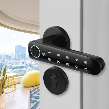 

Smart Fingerprint password Lock with mechanical key Electric biometrics Door Lock for indoor used