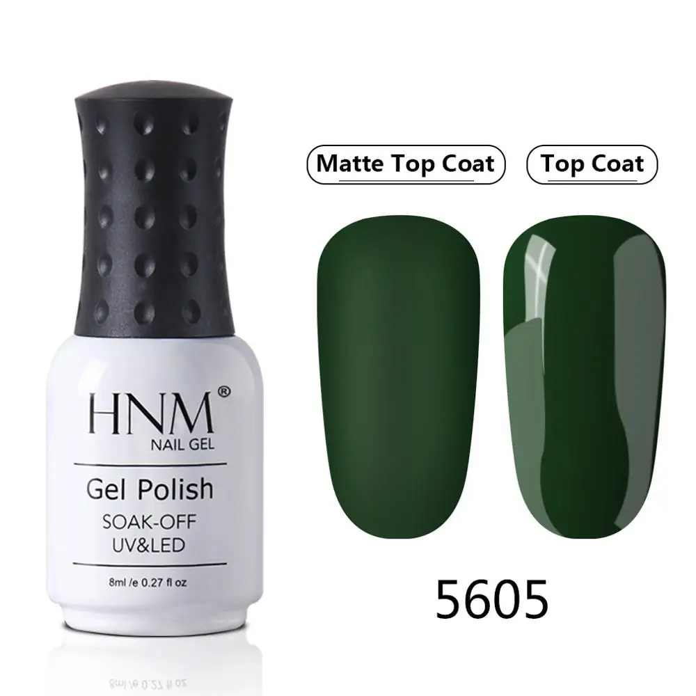 HNM Green Yellow Matte Effect Gel Nail Polish Need Matt Top Coat Base Semi Permanent UV LED Lamp Hybrid Varnishes Lacquer Gellak - Color: 5605