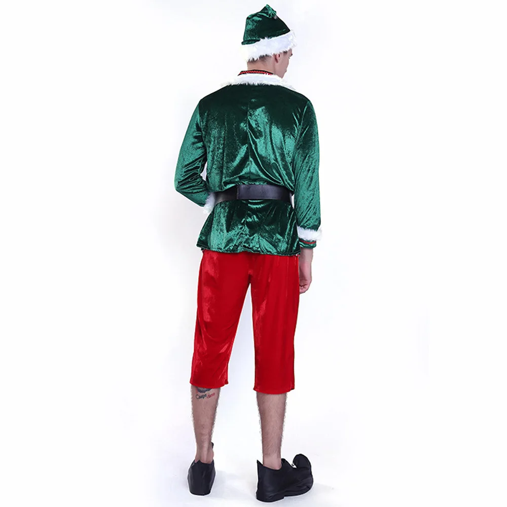 VEVEFHUANG, Рождественский костюм зеленого эльфа для взрослых, новогодний костюм Санта Клауса для девочек, одежда для мужчин и женщин, необычное рождественское платье Вечерние