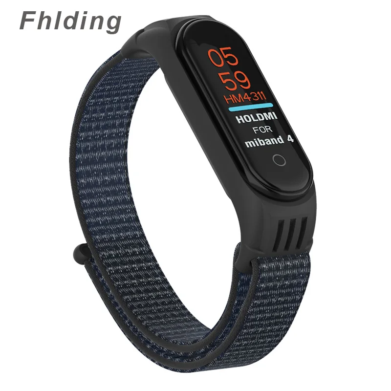 Нейлоновый ремешок для Xiaomi mi 4 3 сменный Браслет mi band 4 band 3 спортивный браслет дышащий браслет для Xio mi band 3 4 - Цвет: Black white
