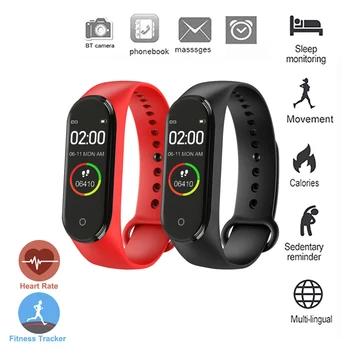 

M4 Smart Band Wristband Health Heart Rate Blood Pressure Bluetooth Remote Control Phone Camera Pedometer Sports Smart Bracelet