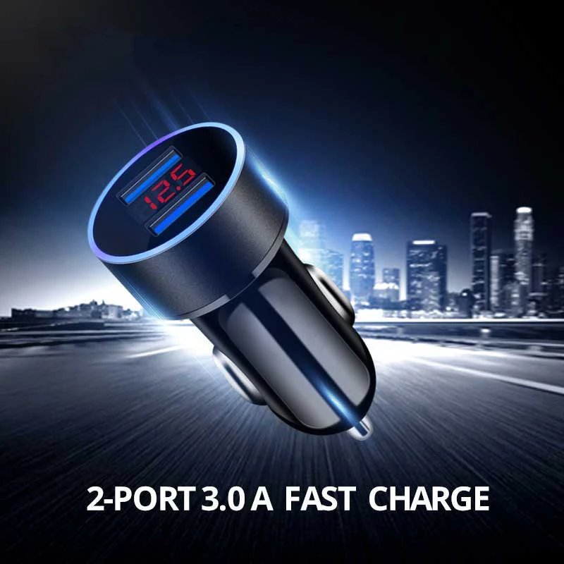 Автомобильное зарядное устройство с двойным USB портом 3 1 А светодиодный дисплей