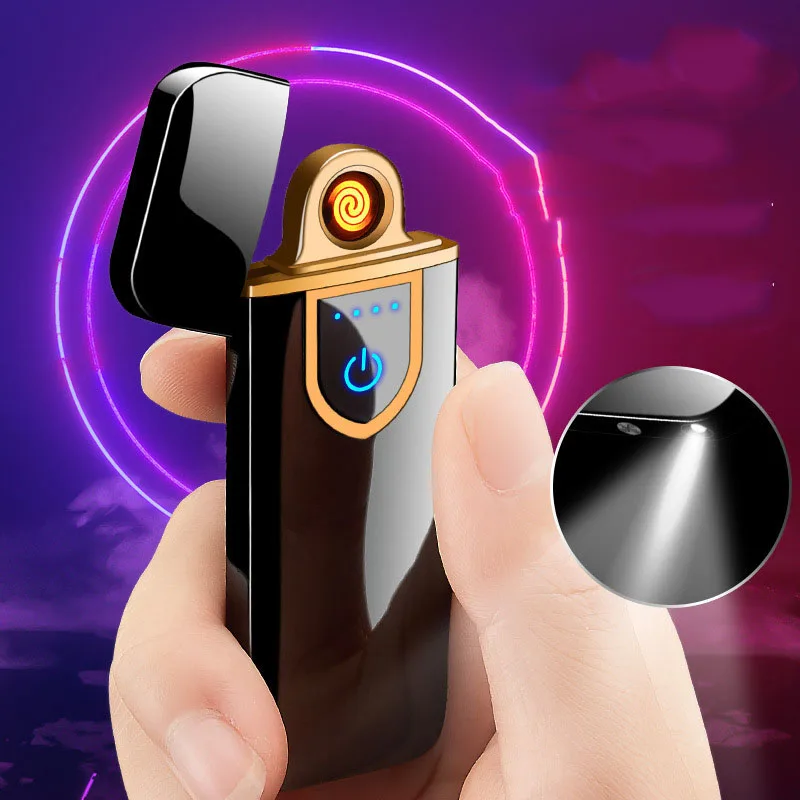 Flashlight Ultra-Thin Portable Touch-Sensing Cigarette Lighter Multi-Function Lighter Heating Wire Double-Sided Ignition Lighter