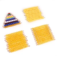 Montessori Materials Math Toys Orange Golden Plastic Pearls Colorful Beads Stair Golden Beads Digital Number 1-10 Kids Preschool 1
