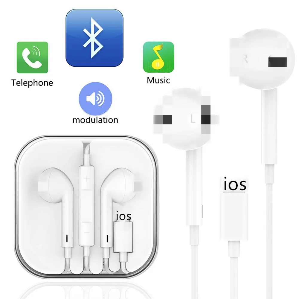 

Suitable for Apple Headset Bluetooth wired headset for iPhone 7 8P X XR XS Max microphone, stereo headset