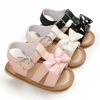 

Newborn Baby Girls Cute Bow Summer PU Leather Breathable Soft Bottom Shoes Girls Baby Toddler Sandals 0-18 Months