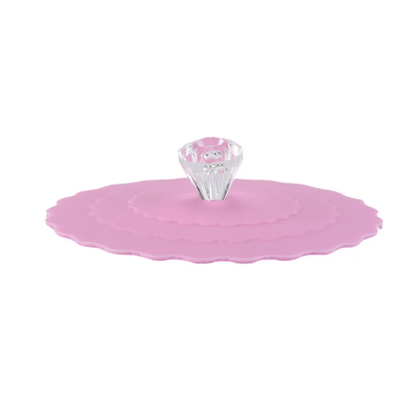 Top selling Cup Lid Cover Lace Silicone Diamond Cup Lid Thermal Insulation Cup Cover Dust-proof leakage-proof Reusable Cup Lid - Цвет: Pink A