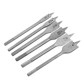 

6pcs/set 10-25mm Durable HSS Flat Drill Woodwork Spade Drill Bits Fast Penetration Drilling Woodworking Power Gadgets