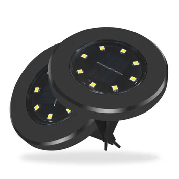 

4pcs black Solar Ground Lights 8 LED Solar Powered Disk Lights Outdoor Waterproof Garden Landscape Lighting for Yard Deck