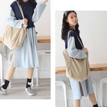 Женская Вельветовая сумка на плечо, модная повседневная Холщовая Сумка, Большая вместительная сумка, Женская одноцветная сумка для покупок, повседневная сумка