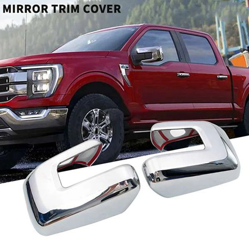 2x ABS Chrome Car Rear View Side Mirror Cover Trim For Ford F150 F-150 2021-2022
