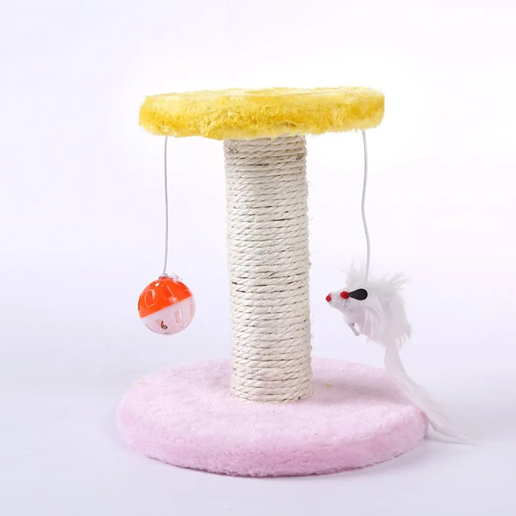 

Cat's Tree Climbing Frame Cat's Scrape Board Training Toy Rolling Sisal Scraping Post Column Rack With Fake Rat