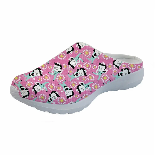 ELVISWORDS Cartoon Nurse Print Slippers women Cute Medical Doctor Air Mesh Sandals Summer Casual Beach Flat shoes Zapatos Mujer - Цвет: H8623CA