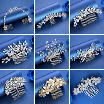 

Mecresh Crystal Bride Hair Comb Wedding Hair Accessories Handmade Simulated Pearls Bridal Headdress Hair Ornaments Jewelry FS256