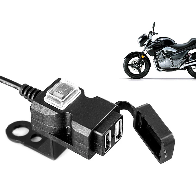Двойной USB 9 V-24 V зарядное устройство для мотоцикла с переключателем и двойным креплением Водонепроницаемый чехол аксессуары для мотоциклов