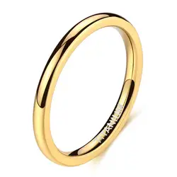 Elegant Blue Titanium Slim Band for Women and Men - Fashion Jewelry Ring (Gold)