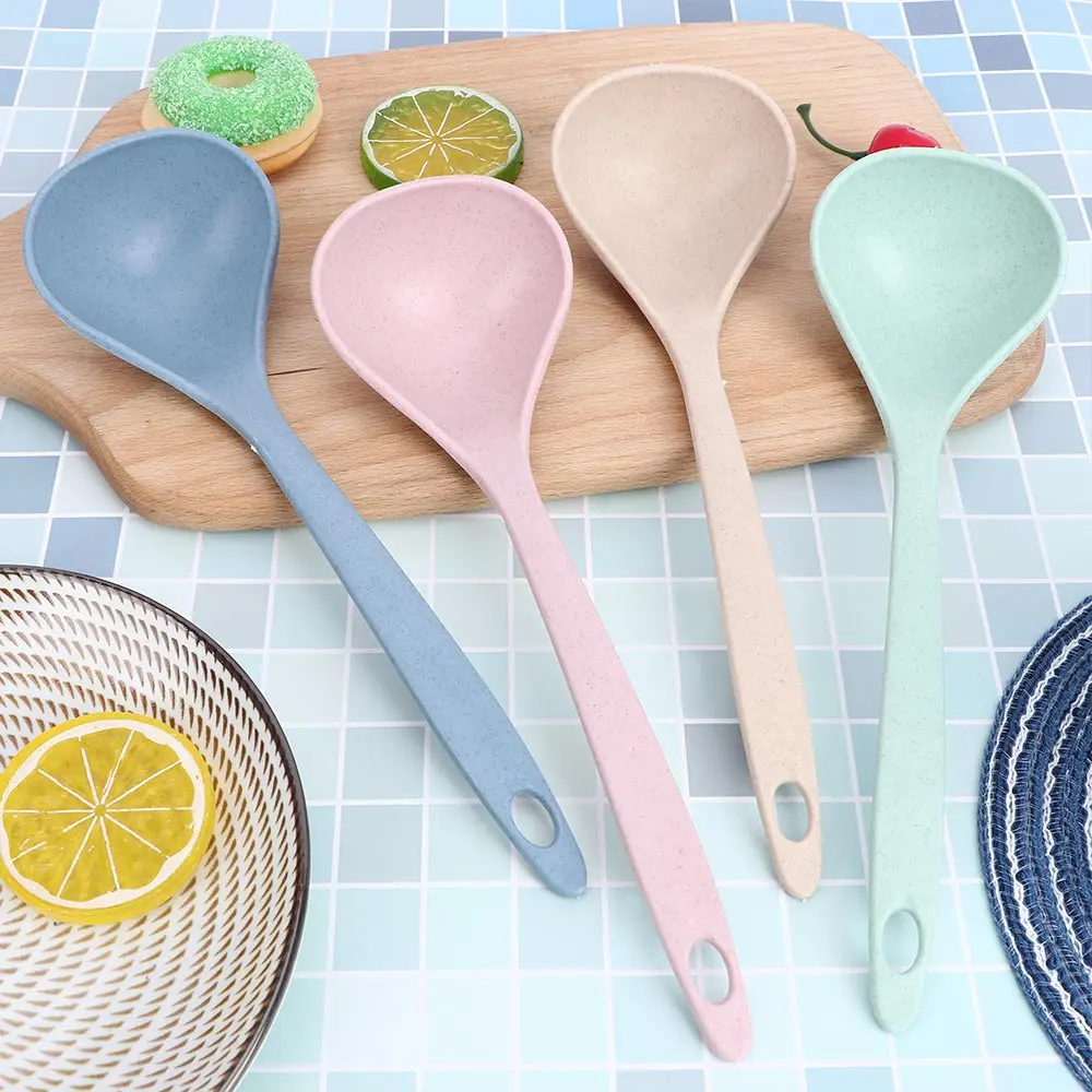 Посуда пшеничная соломенная ложка для риса 4 цвета с длинной ручкой суповая еды