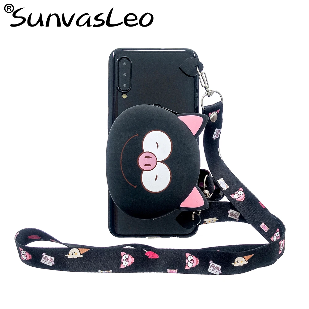 Black Cute Pig Для samsung Galaxy A10 A20 A20S A30 A40 A50 A70 A6 A7 A9 J4 J6 Note 8 9 10 Pro S8 S9 S10 плюс 3D мягкий кошелек Чехол - Цвет: Black Cute Pig