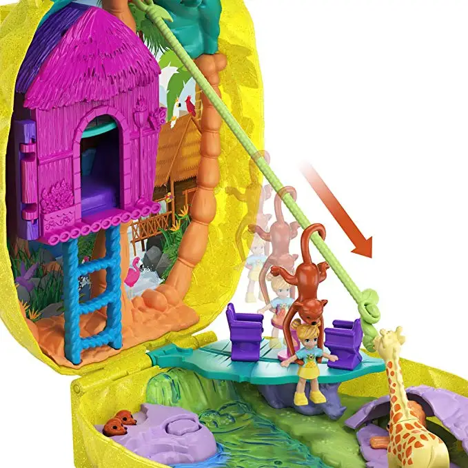 Original Mattel Polly Pocket Wearable Purse Compact Girls Home Toys for Children Mermaid Kid Nesting Reborn Dolls Girls