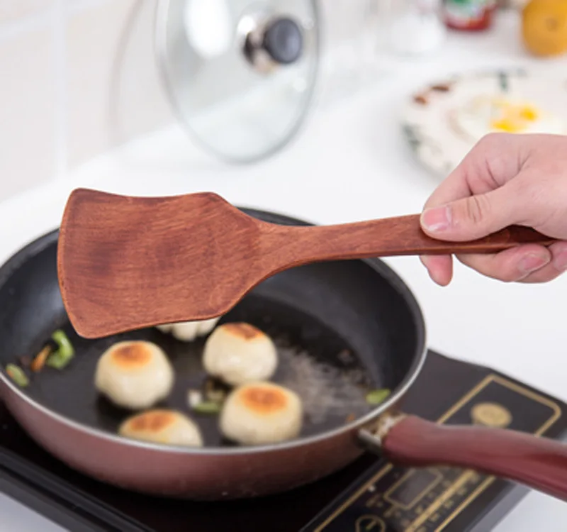 He shi Home 26 Cm Fan-shaped Non-stick Pot Spatula Cooking Wood Spatula Kitchenware Logo Customizable