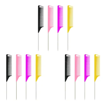 

12pcs Hairdressing Plastic Pintail Comb Highlight Tail Comb for Hairshop