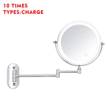

Wall Mounted Dimmable Makeup Mirror Two Sided Hotel Bathroom LED Lighted Extendable 360 Degree Swivel Magnifying Adjustable Arm