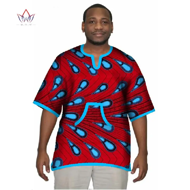 Новые футболки в африканском стиле 6XL футболка Повседневная хлопковая Печатный воск Дашики Мужская футболка с короткими рукавами Летний больших размеров Лидер продаж WYN06