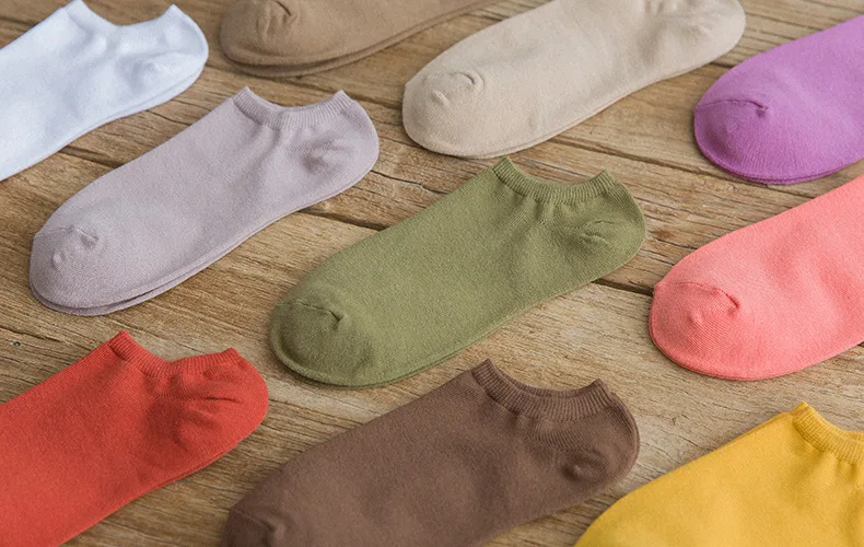 Женские носки-лодочки, женские носки, подарочные цветные хлопковые женские носки, одноцветные носки в студенческом стиле