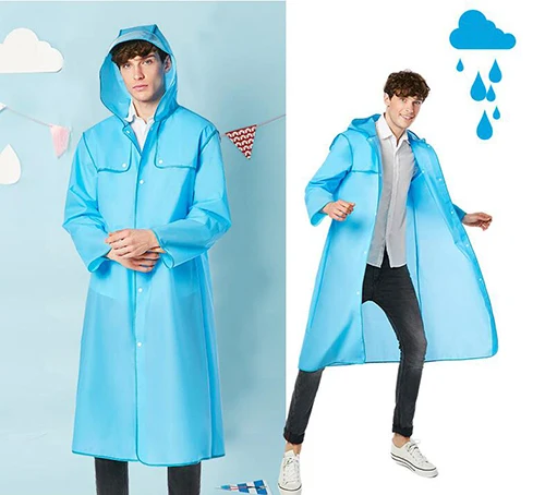 Blue Пластиковый женский плащ, плотное непромокаемое пальто, непромокаемая одежда для взрослых, унисекс, полупрозрачная Женская и мужская куртка для пеших прогулок 60YY033 - Цвет: Blue