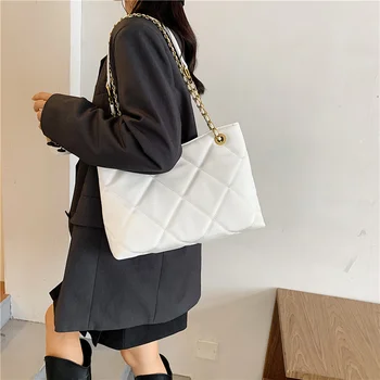 

Diamond Lattice Leather Women Shoulder Bag 2020 Winter Lady Large Capacity Luxury Tote Bag Female Chain Crossbody Bags Grand Sac