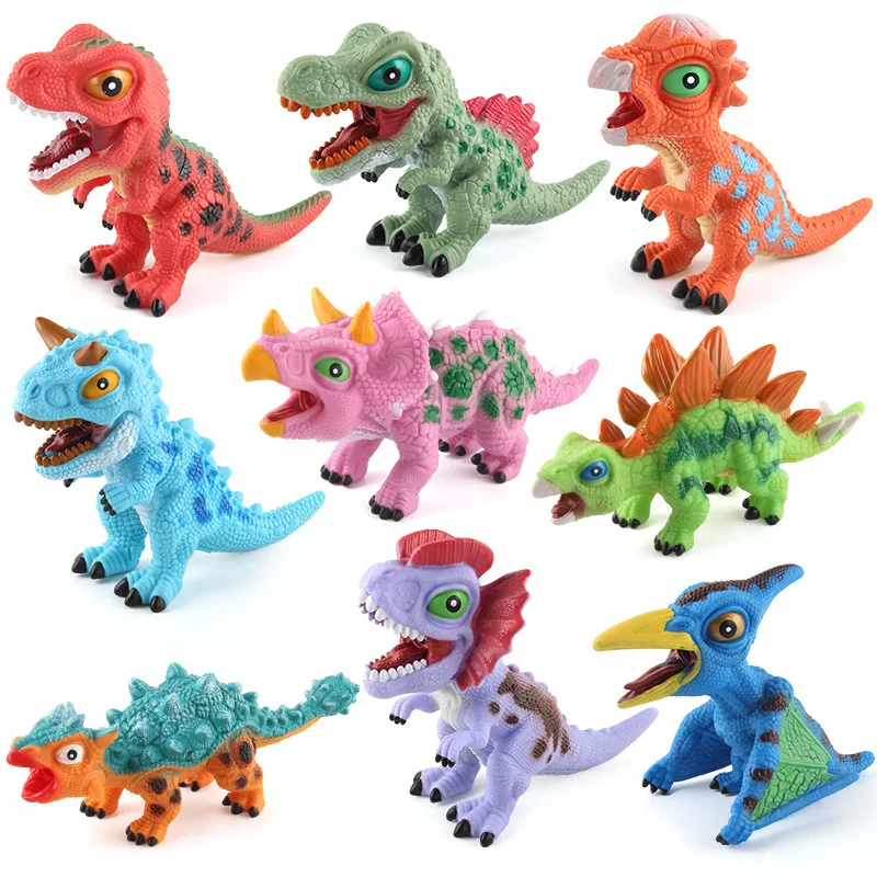 

Children's Cute Large Soft Rubber Dinosaur Toy Set Simulation Animal Small Dinosaur Tyrannosaurus Model Small Child Boy Toy