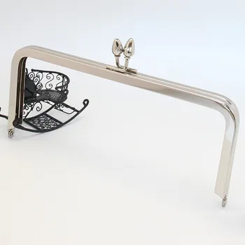 

E386 20cm×8.5cm bud top square silver no hole purse frame clasp DIY Coin Purse Kiss lock bag accessories