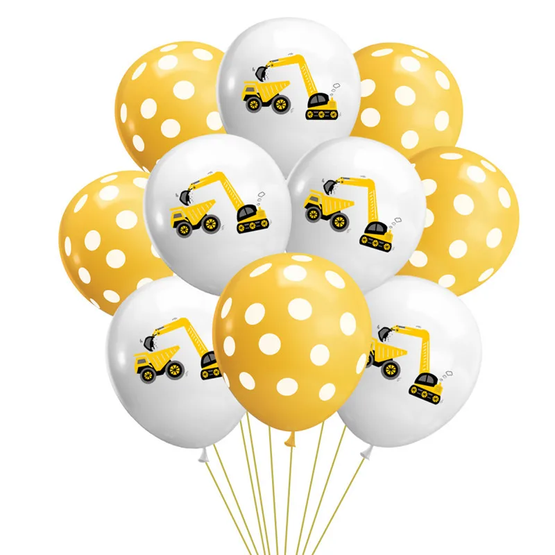 

10pcs Engineering Car Balloons Kids Birthday Party Decoration 12inch Gold Confetti Latex Balloons Baby Shower Decor Supplies