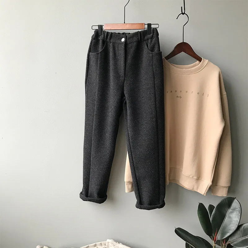 Mooirue осень Pantalon Femme Ol Haren утолщение шерстяные широкие брюки женские брюки