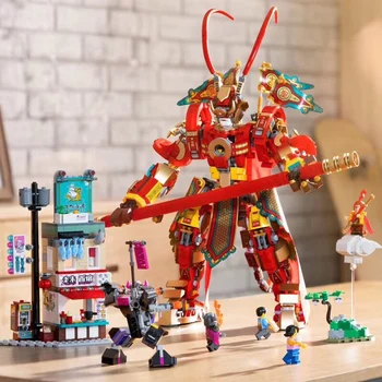 

New 1600pcs Journey To The West MonkeyKid Building Blocks Monkey King Warrior Mech Robots 82220 Model Brick Toys for Children