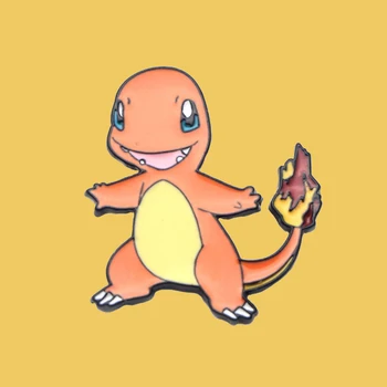 

O277 Wholesale 10pcs/lot Charmander Metal Enamel Pin Brooches Cartoon Creative Metal Brooch Pins Denim Hat Badge Collar Jewelry