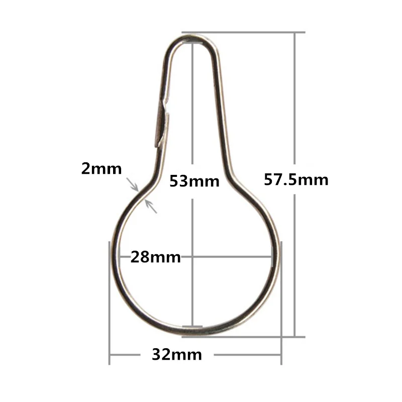 12pcs Curtain Open Gourd Rings Iron Carabiner Keychain Clip for Shower Window Curtains Hook Accessories Bath Curtains Rods Clamp images - 6