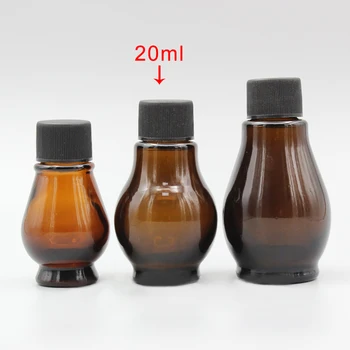 

100pcs Empty Amber Essential Oil Glass Bottle 20ml With Black Plastic Cover