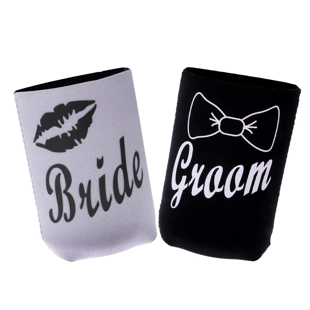 Bride Groom Drink Beverage Stubby Beer Can Cooler Insulator Cosy Holder